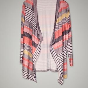 Striped Open Front Cardigan